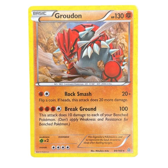 Groudon Pokémon Card Basic 130 HP 84/160 Holo Rare 2015 Excellent Condition - Picture 2 of 7